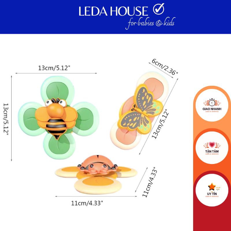 Set 3 đồ chơi con quay spinner kiêm gặm nướu cho bé sơ sinh phát triển tay mắt