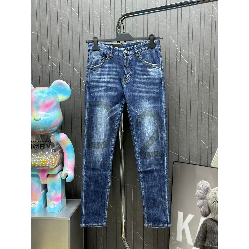 Quần Jean Dsquared2 Xanh logo D2 đùi phối khóa túi sau LA on web