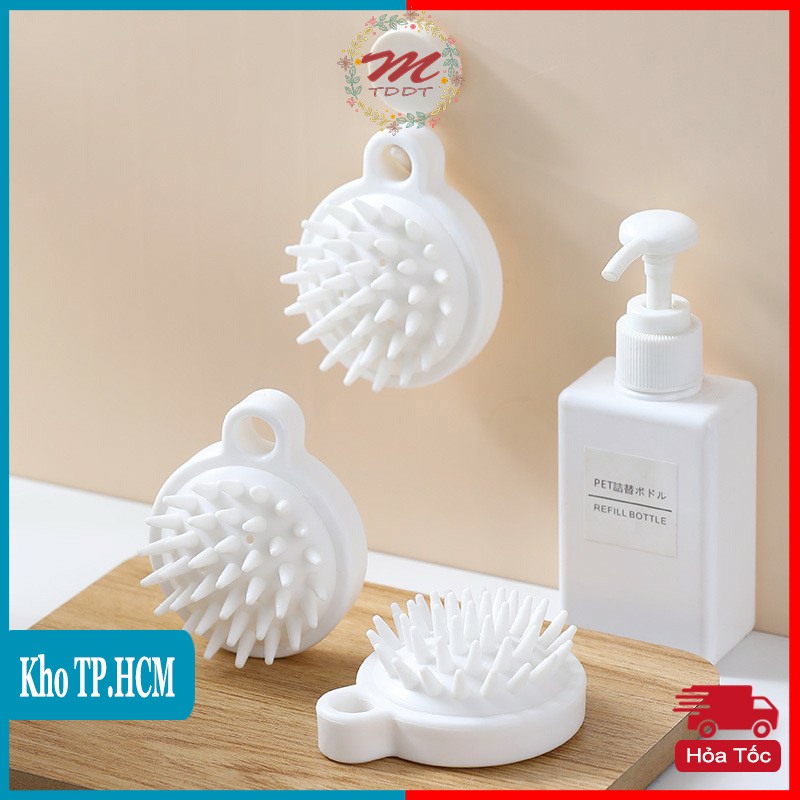 Lược Gội Đầu Silicon Mềm Massage Da Đầu Giảm Rụng Tóc, Kích Thích Mọc Tóc Giảm Stress Màu Trắng - MTDDT