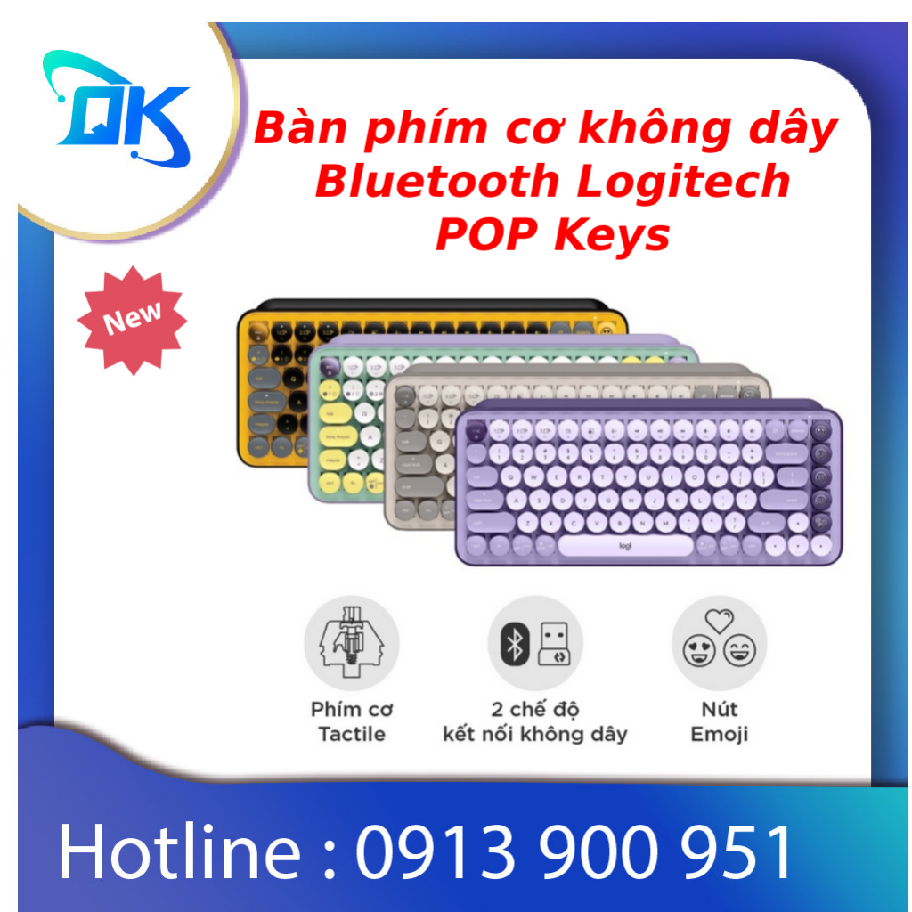 Bàn phím cơ không dây bluetooth | USB Logitech POP KEYS - phím emoji có thể tùy chỉnh