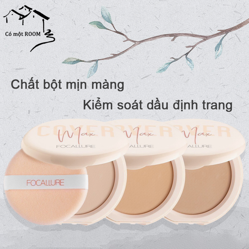 Phấn nền dạng nén FOCALLURE 9g Kiểm soát dầu định trang Chất bột mịn màng