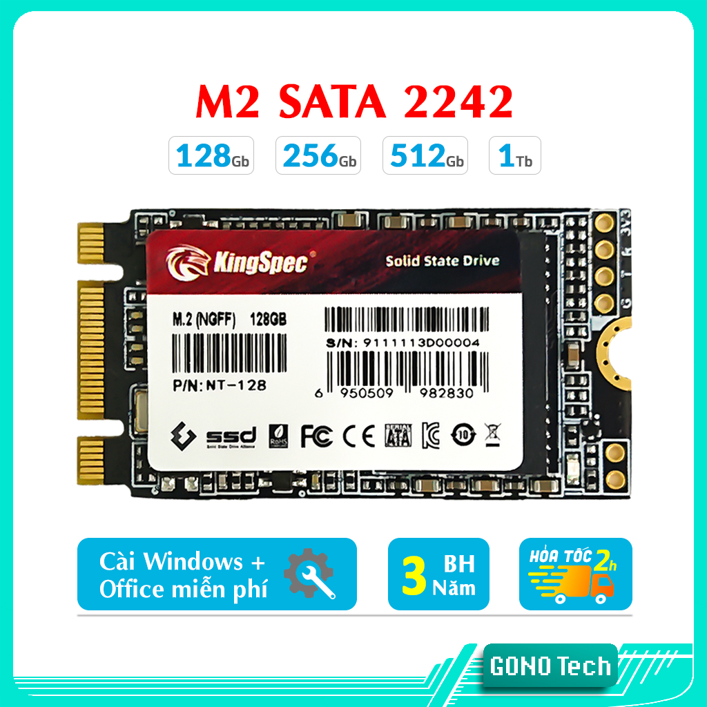 Ổ cứng SSD M2 SATA 2242 128Gb 256Gb 512Gb 1Tb KingSpec M.2 NGFF