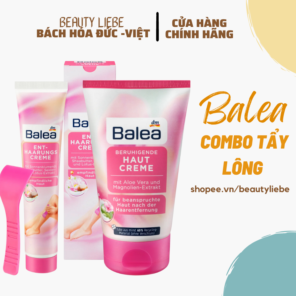 Combo kem tẩy lông và kem dưỡng sau wax làm dịu da Balea - Chính hãng Đức