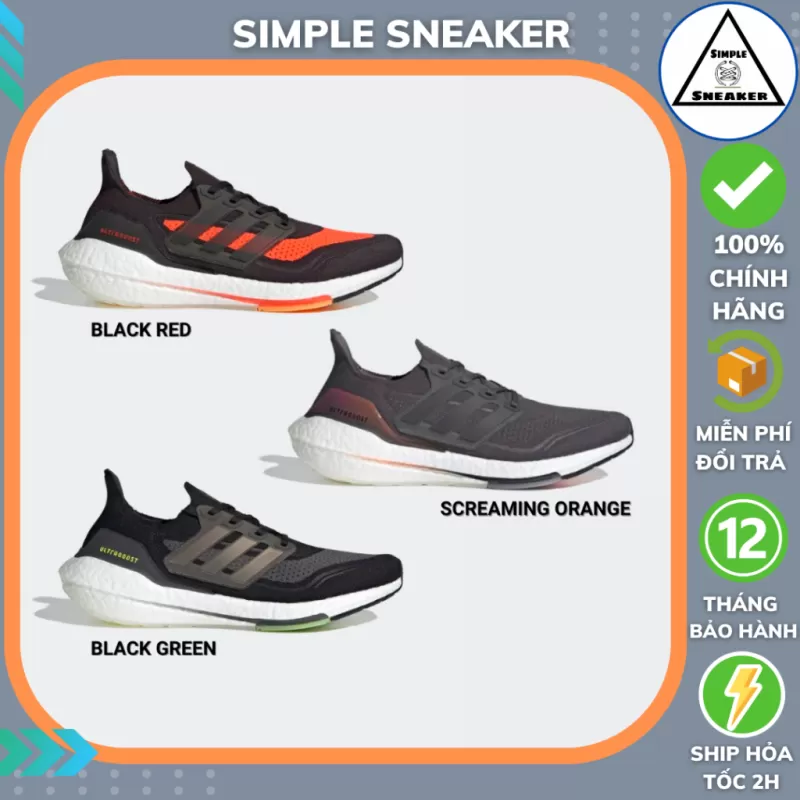 Giày Sneaker Nam Nữ Ultraboost 21 ????FREESHIP???? Adidas Ultraboost 21 Grey Five Orange Chính Hãng - Giày Thể Thao Siêu Êm