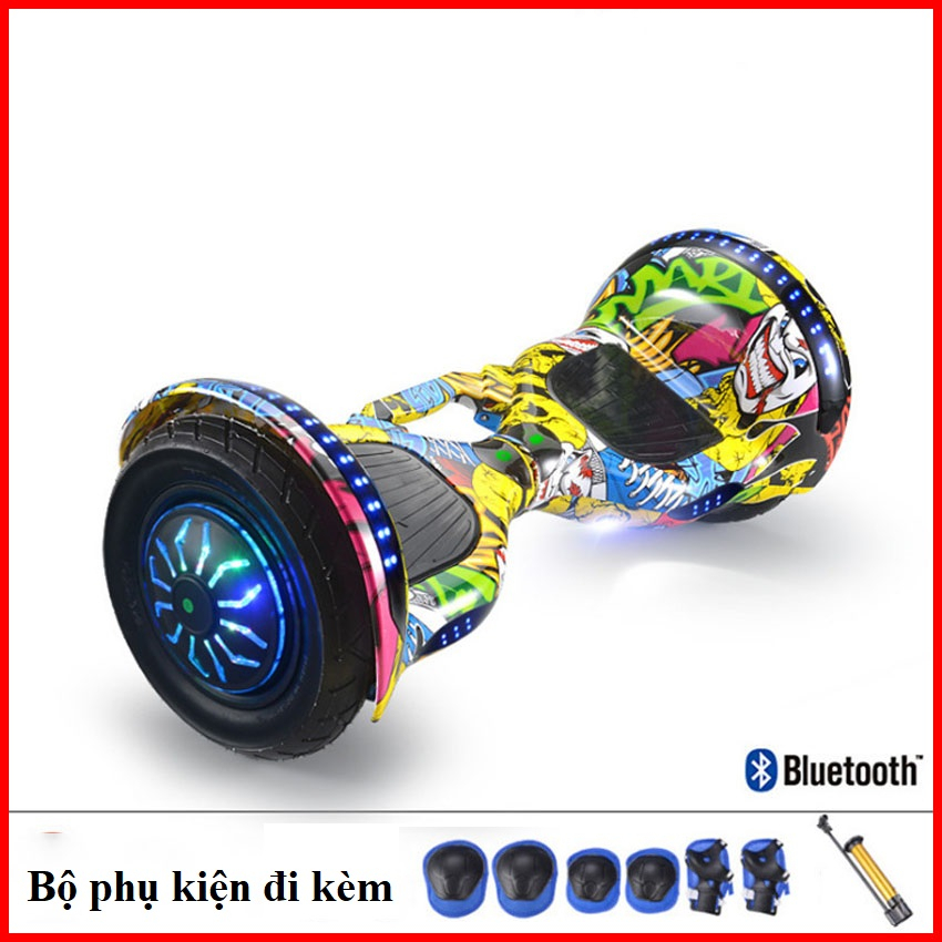 Xe điện cân bằng 10inch XINHHOME kết nối bluetooth thông minh tích hợp đèn pha full Led - Tặng miếng bảo vệ, bơm lốp xe