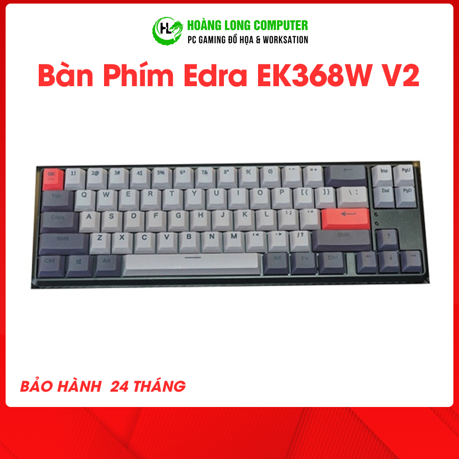 Bàn phím cơ không dây Gaming Edra EK368 W V2 Red sw  - Hoàng Long Computer