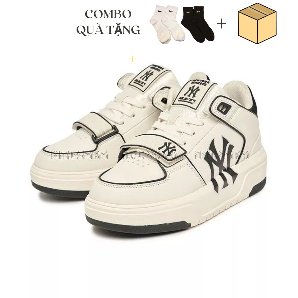 Giày mlb chunky liner quai dán, giầy mlb ny cổ cao mid, giày thể thao sneaker nam nữ cao cấp đầy đủ phụ kiện túi xách.