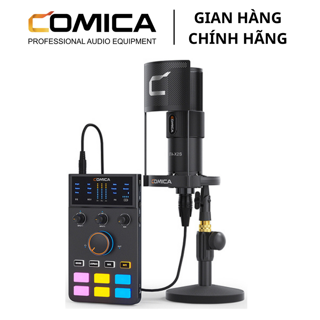 COMICA ADCASTER C1-K1 - Bộ Mic Thu Âm Streaming, Podcast & Bàn Trộn Cho Điện Thoại & Máy Tính - Hàng Chính Hãng