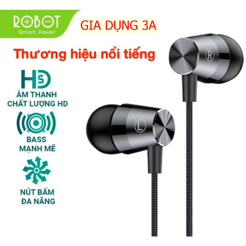 Tai Nghe Có Dây ROBOT RE101S - Jack cắm 3.5mm - Bảo hành 12 tháng