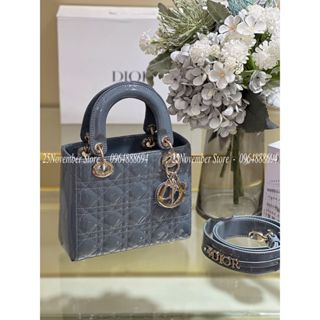 Túi Xách D i . o r LAdy Da Bóng Size 20Cm Màu Xanh