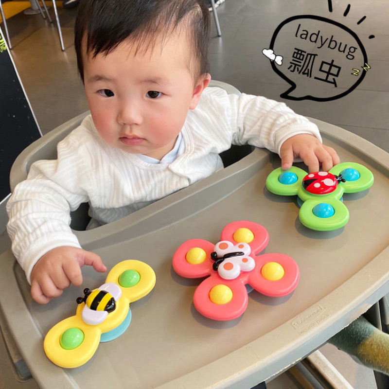 Sét 3 con quay dán tường hít chân không spinneR_Đồ chơi con quay cho bé hình côn trùng vui nhộn