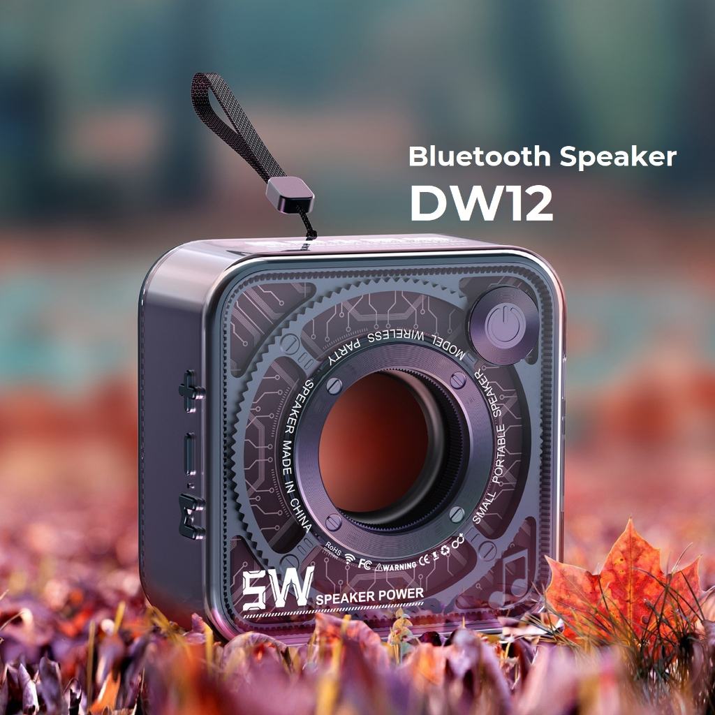 Loa bluetooth nghe nhạc mini bass mạnh Gutek DW12 vỏ trong suốt cầm tay nhỏ gọn không dây hỗ trợ thẻ nhớ