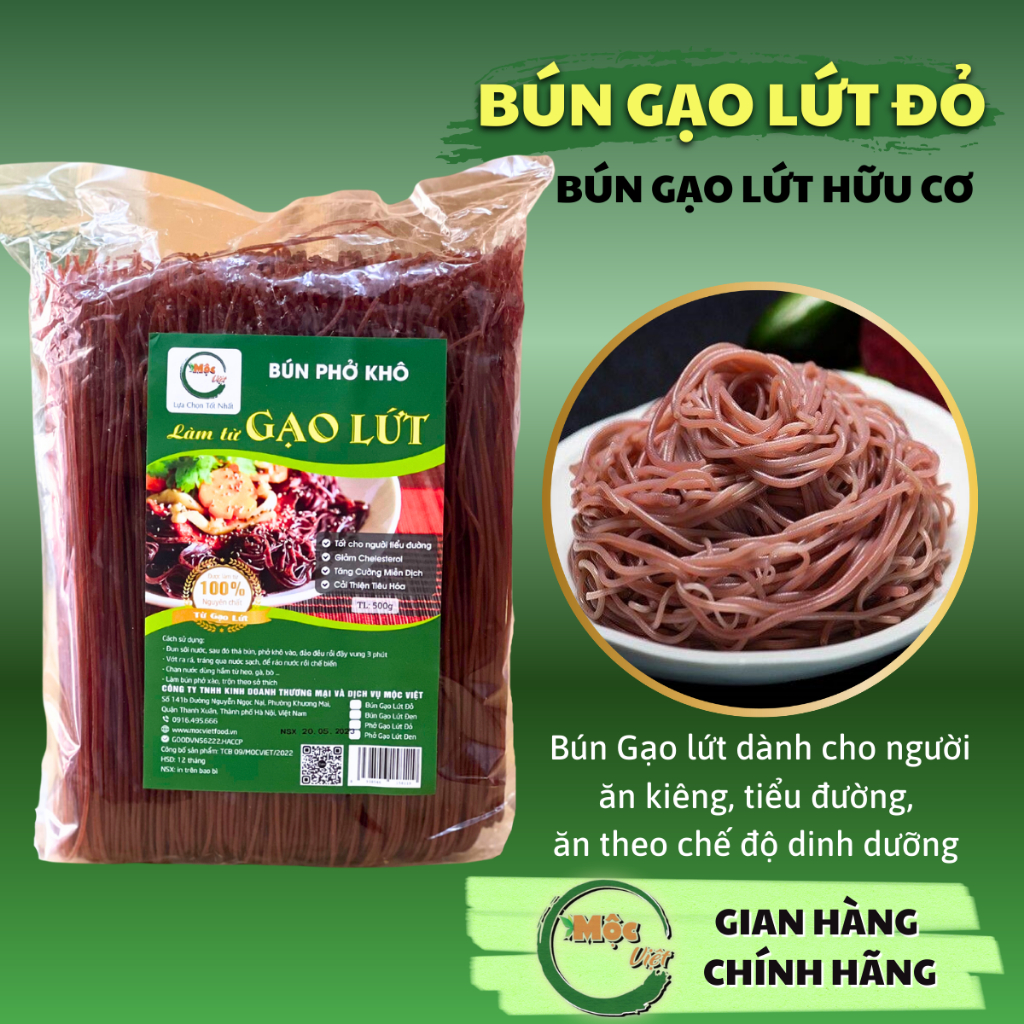 Bún gạo lứt đỏ hữu cơ hỗ trợ giảm cân chính hãng Mộc Việt