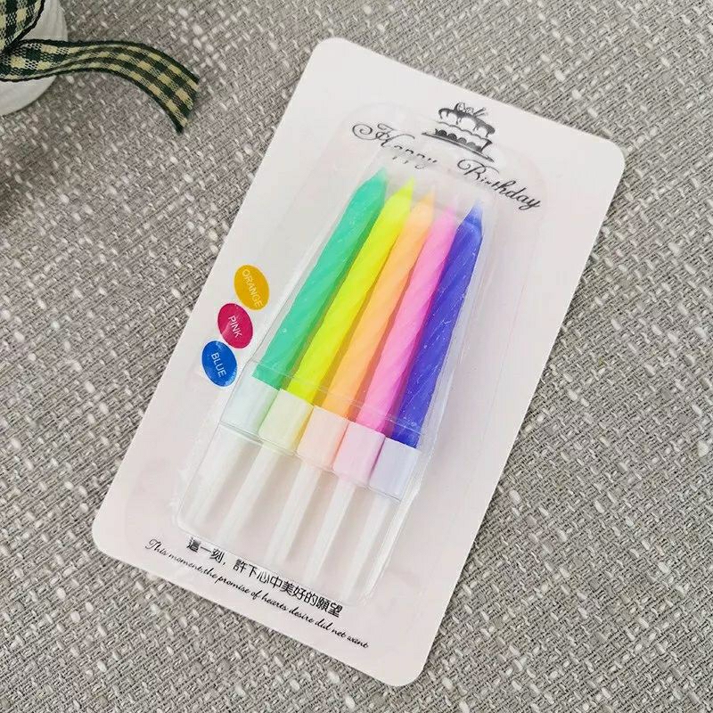 Vỉ 10 cây nến xoắn nhiều màu dùng trang trí bánh kem,bánh sinh nhật,trang trí bàn tiệc