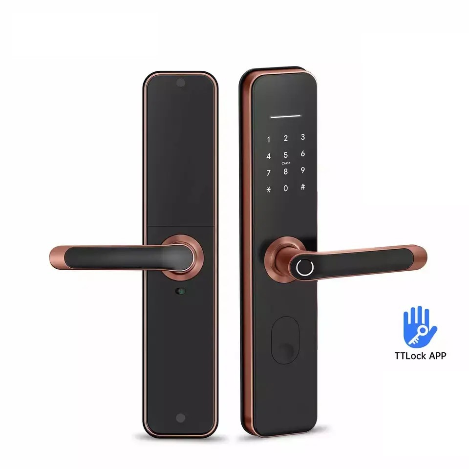 KHÓA VÂN TAY CAO CẤP CỬA GỖ SÁNG TRỌNG - CHUYÊN DỤNG CHO CỬA CHUNG CƯ - CĂN HỘ CAO CẤP - DÙNG 8 PIN AA