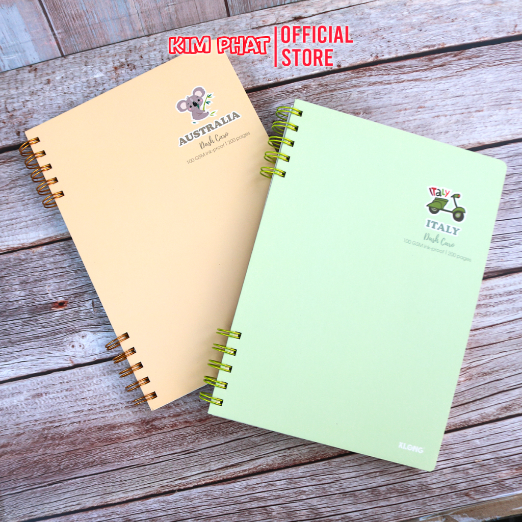 Sổ Dash B5 Caro lò xo kép 2 đầu KLONG 504 / 505 - 120 / 200 trang - Màu Pastel