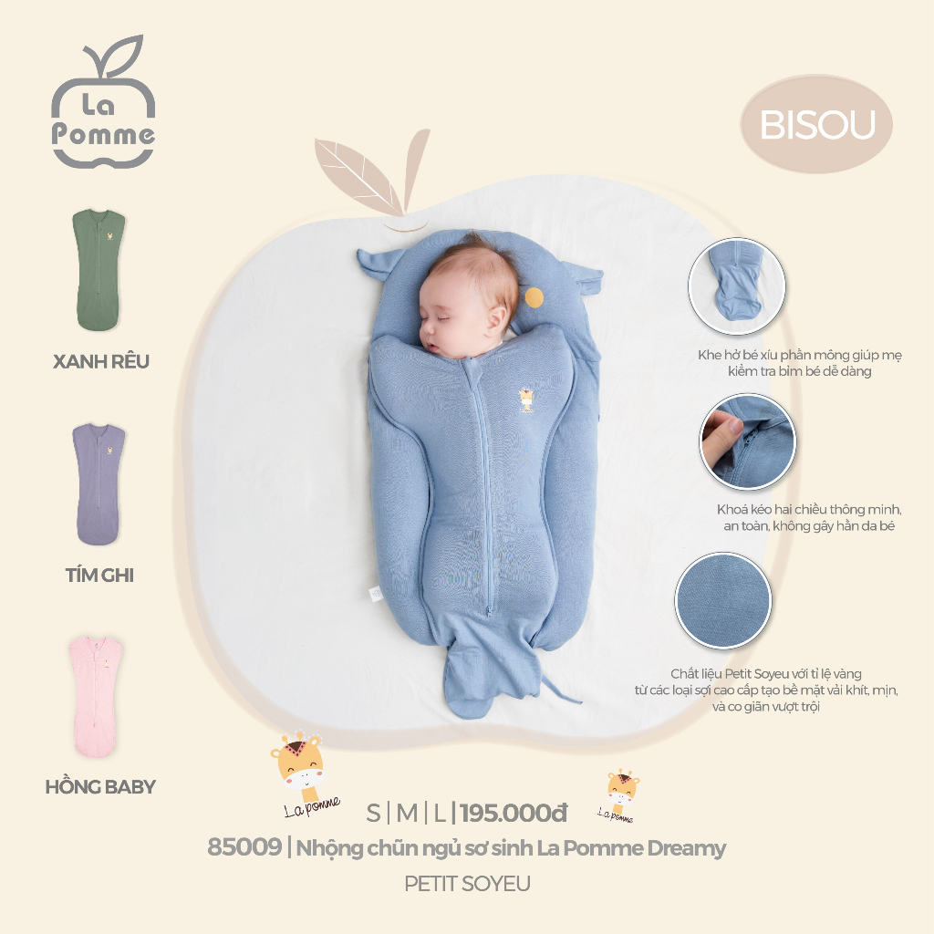 La Pomme Nhộng chũn ngủ sơ sinh cho bé dreamy AW2022