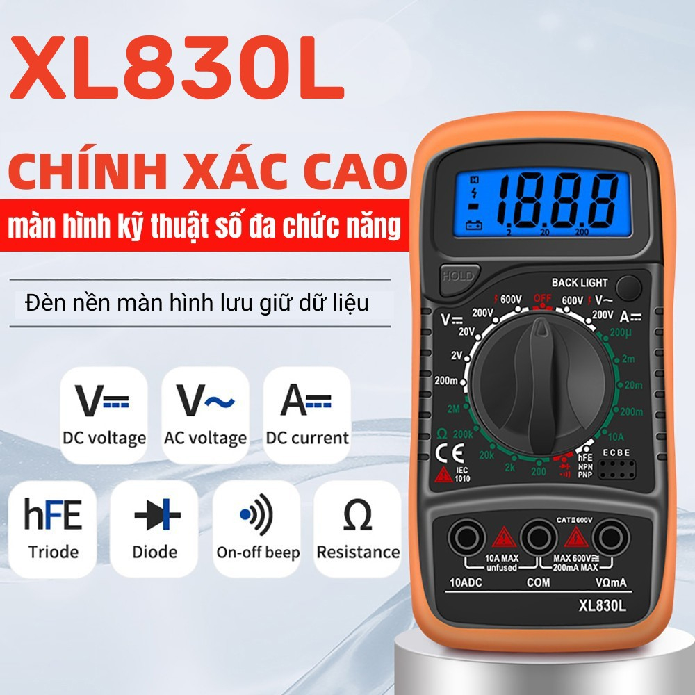 ????XL830L Đồng Hồ Vạn Năng Kỹ Thuật Số Cầm Tay Có Đèn Nền LCD Di Động AC/DC Vôn Kế DC Ampe Kế Cao Cấp Đa Năng Bút Thử Điện