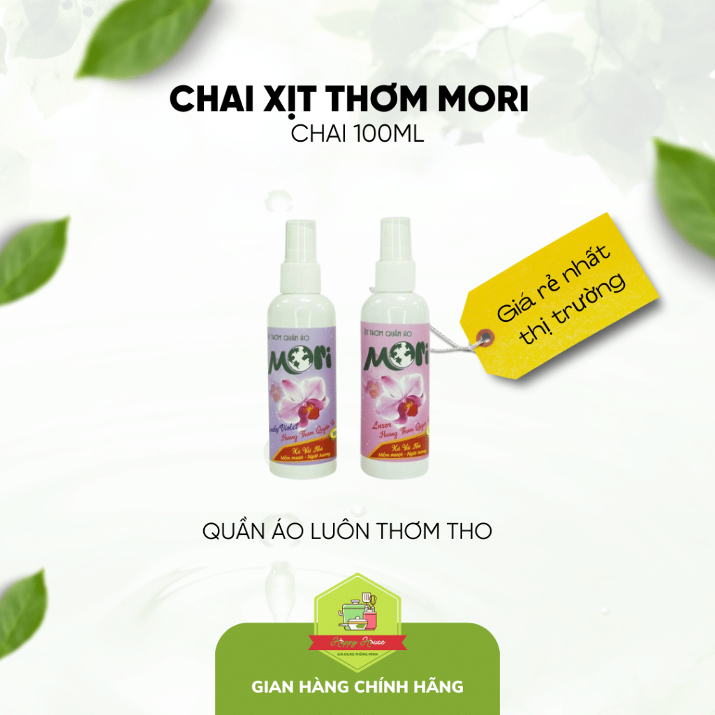 Chai xịt thơm quần áo MORI 100ml mang đi tiện lợi, khử mùi nhanh chóng