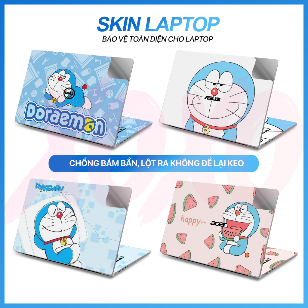 Miếng Dán Skin Laptop Mẫu Doraemon - Decal Dán có cho Dell, Hp, Asus, Lenovo, Acer, MSI, Surface,Vaio, Macbook