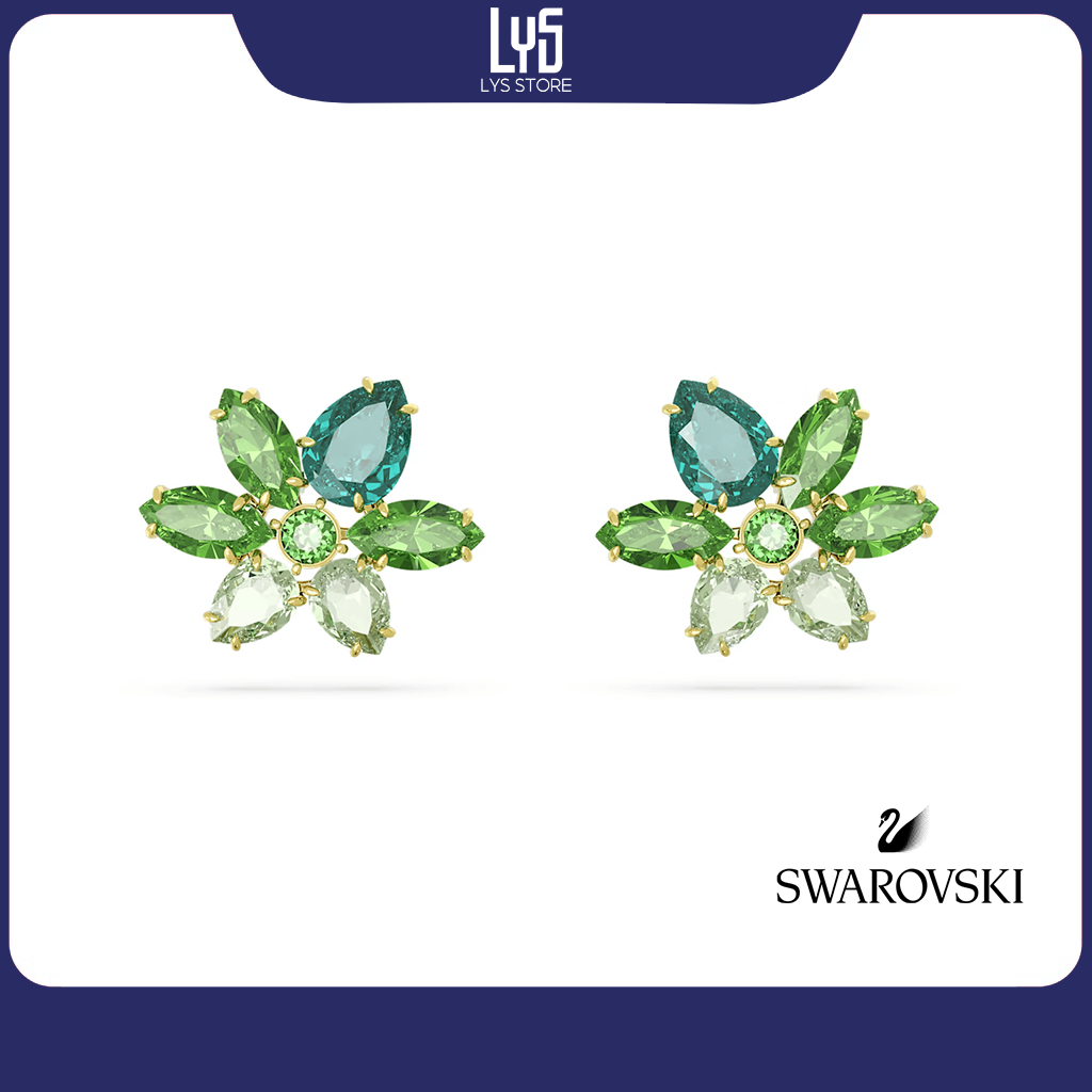 Khuyên tai Swarovski Gema Crystal Stud Earrings 3062 Fullbox - Hàng Xuất Xịn