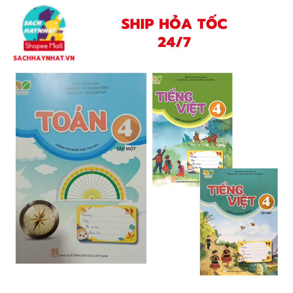Sách - Toán, Tiếng Việt 4 tập 1, tập 2