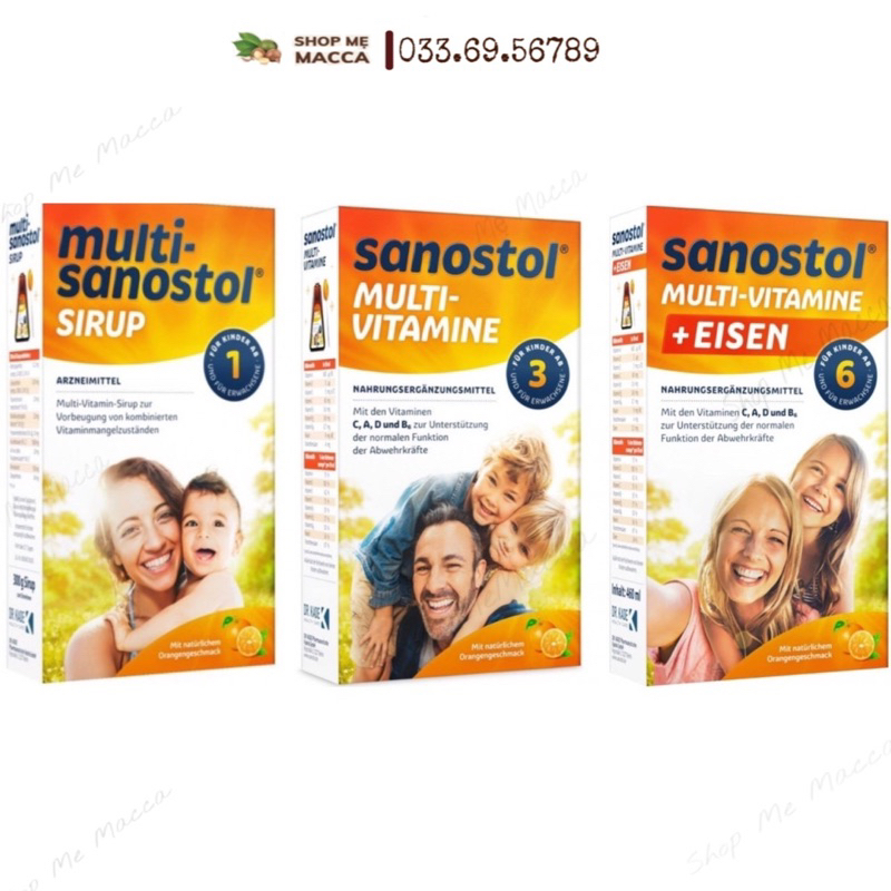 Sanostol vitamin tổng hợp hàng Đức số 1,3,6 dành cho bé từ 1 tuổi