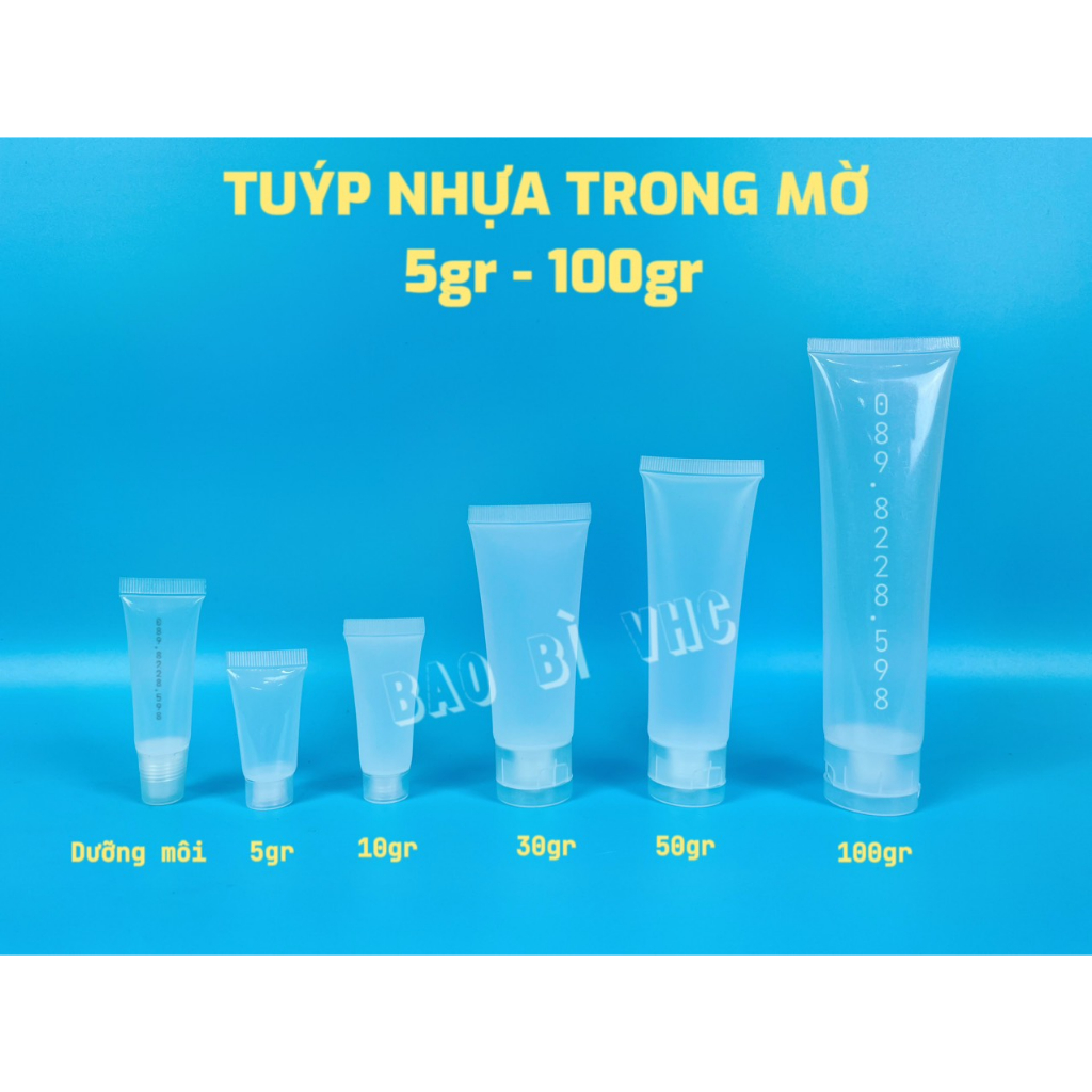 Tuýp Nhựa Chiết Mỹ Phẩm  5ml/ 8ml/ 10ml/ 30ml/ 50ml/ 100ml Tuýp Đựng Kem Dưỡng Da/ Môi, Kem Đánh Răng, Kem Chống Nắng