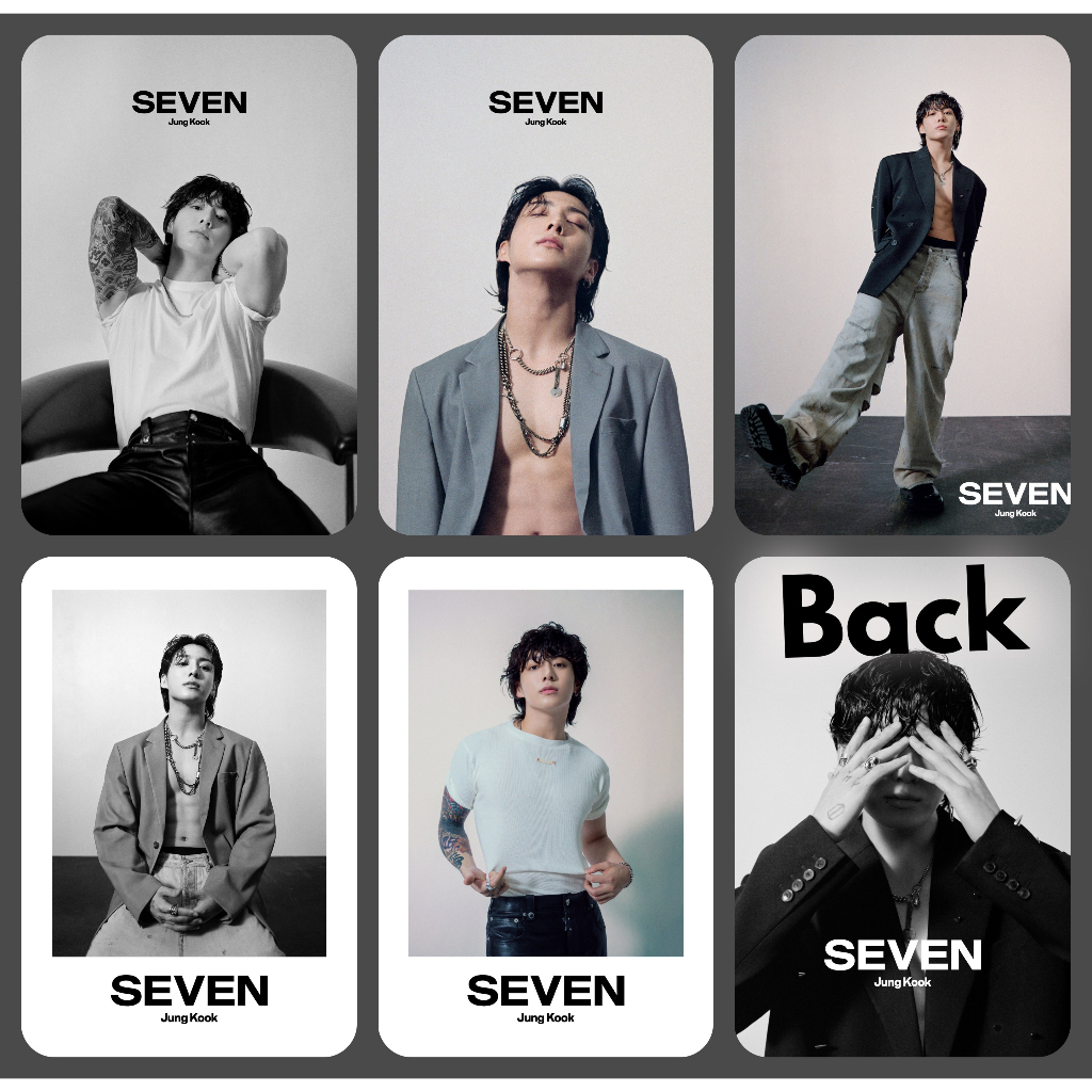 Set 5 card giấy bo góc in 2 mặt ảnh BTS - JUNGKOOK - Seven
