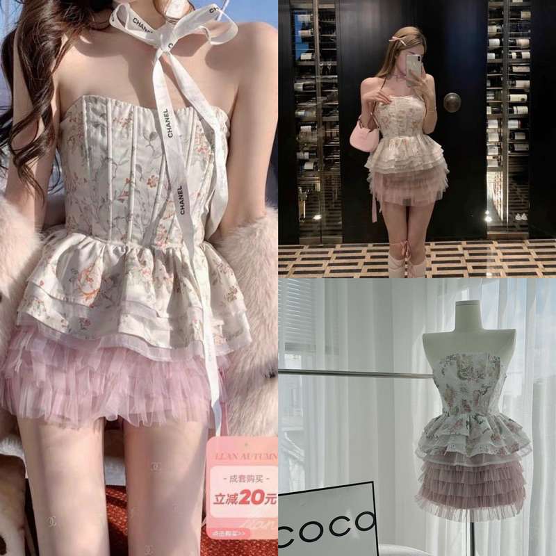 SET ÁO ỐNG HOA XOÈ + CHÂN VÁY REN TẦNG❤️o
