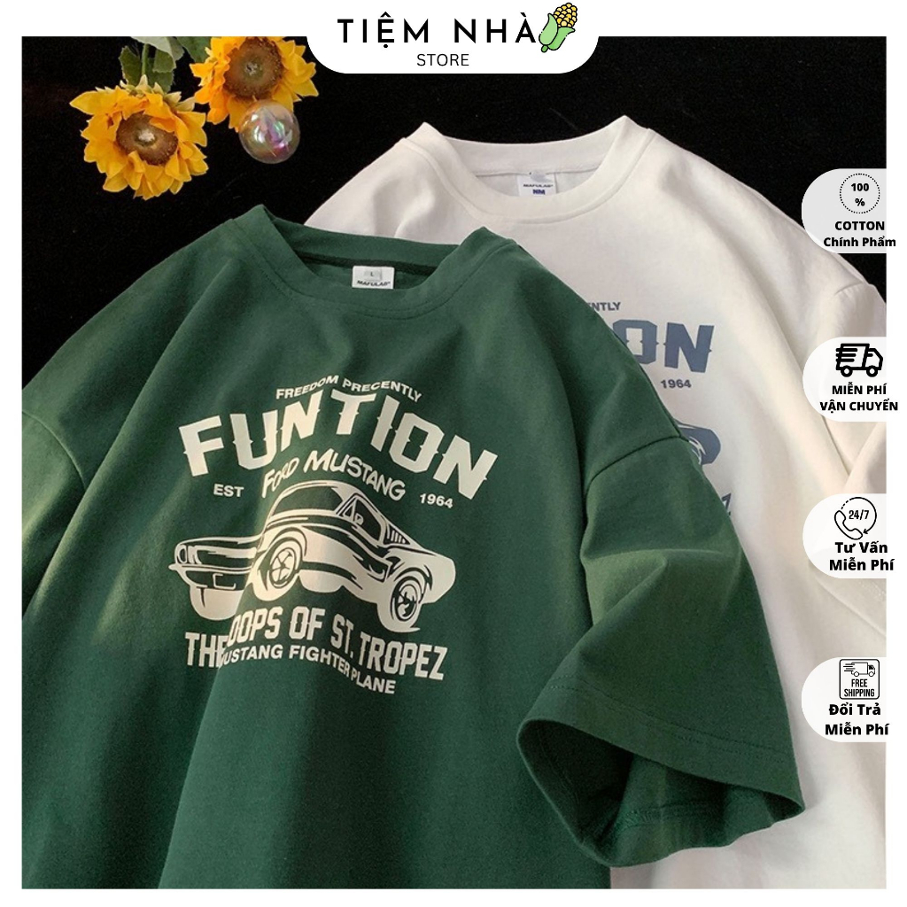 Áo Thun Form Rộng 3158 Cotton Khô Unisex Nam Nữ In Hình FUNTION