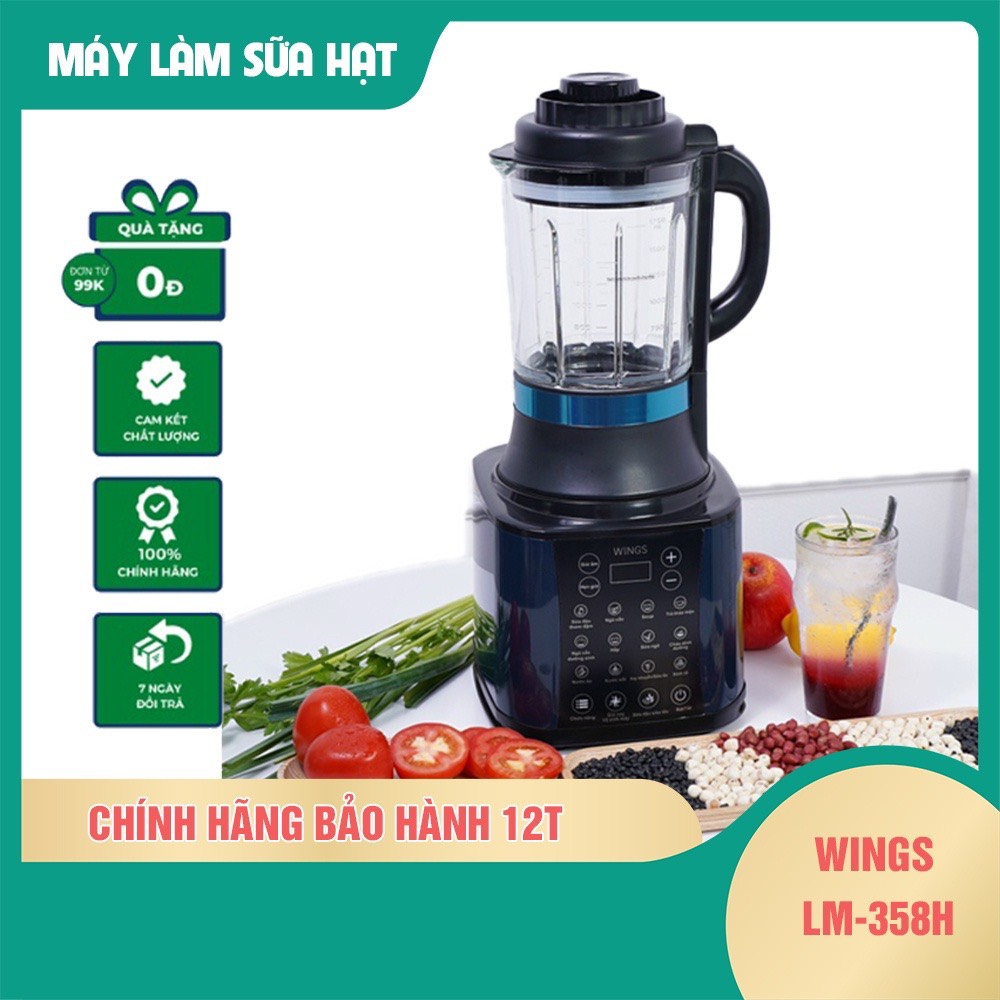 Máy làm sữa hạt WingS - Dung tích 1.75L - Lưỡi dao 4 cánh - Máy xay sữa hạt - Máy xay sinh tố đa năng