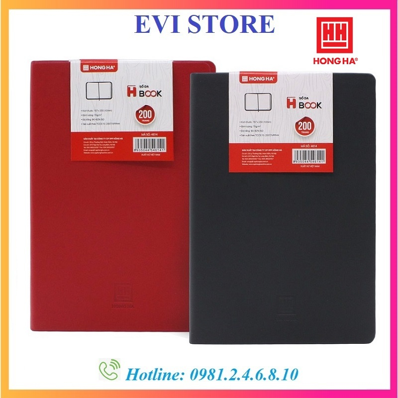 Sổ da HBook Hông Hà 4612 / 4614 / 4616 - Sổ H-Book Hồng Hà 160 trang / 200 trang / 240 trang kích thước mm