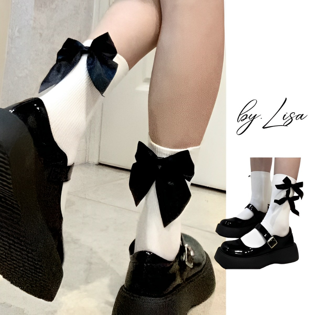 Tất cổ cao vintage đính nơ kiểu dáng Lolita đáng yêu vớ cotton thoáng mát ❤️ Tất nữ phong cách hàn quốc TN24