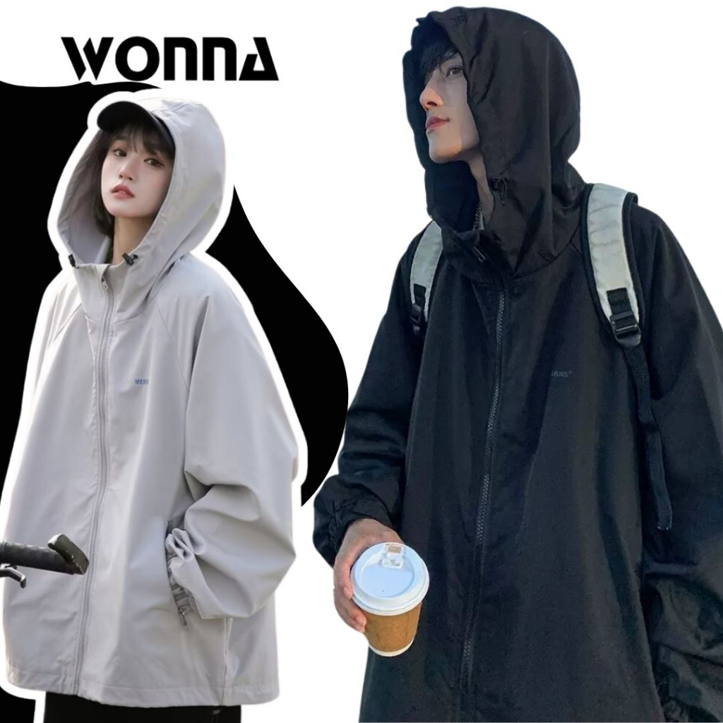 ÁO KHOÁC DÙ 2 LỚP CÓ MŨ DÀY DẶN THU ĐÔNG CHỐNG NẮNG MÀU ĐEN TRẮNG XÁM ĐƠN GIẢN MINIMALIST TÚI CÓ ZIPPER UNISEX MỚI 2023