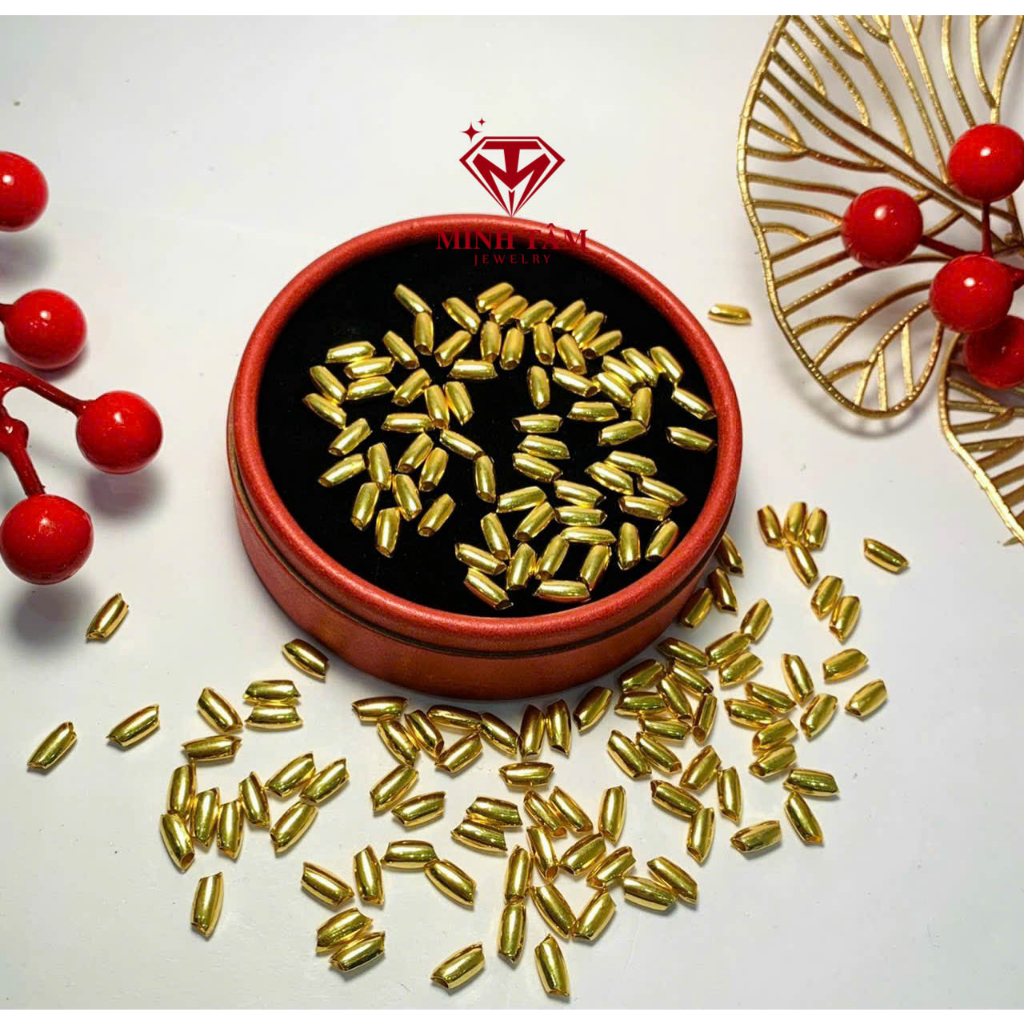 Charm hạt gạo Au 10k mix vòng tay may mắn Minh Tâm Jewelry