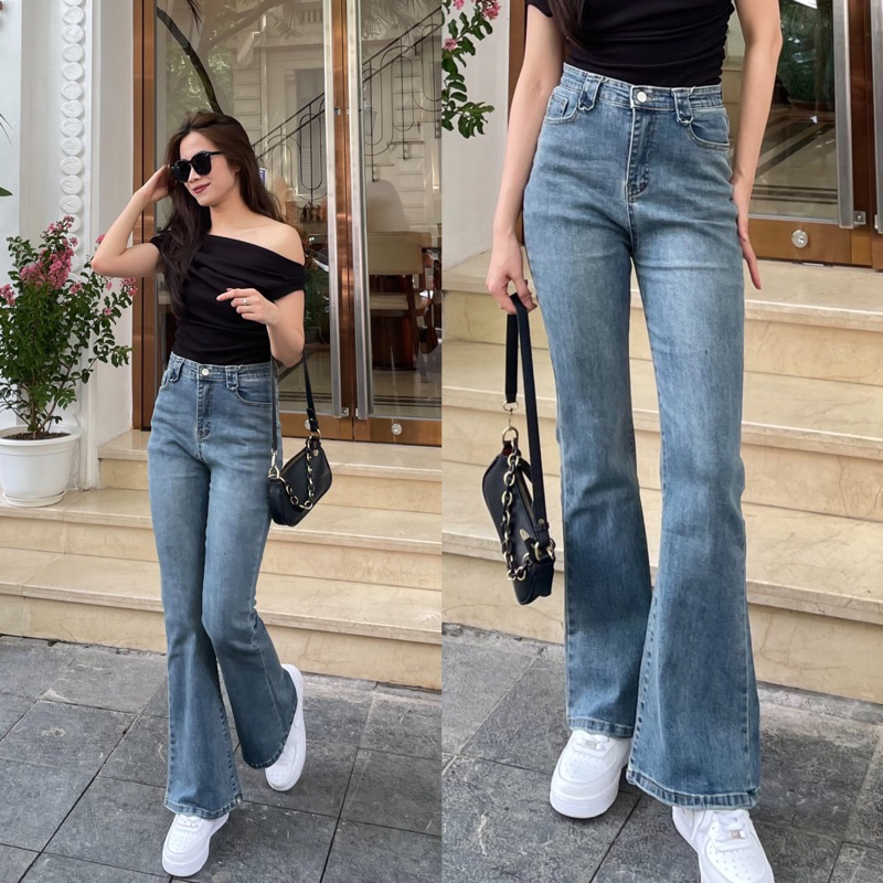 Quần skinny jeans ống loe cạp cao the.sweaterweather TSW