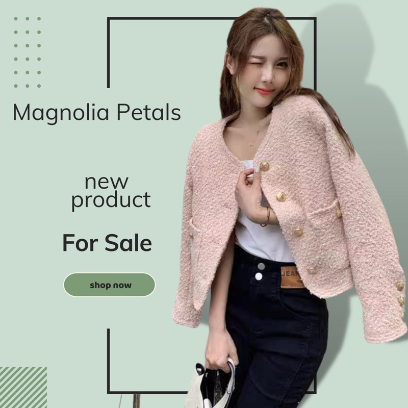 Áo khoác dạ tweed màu hồng babay xinh xắn-dây cột tóc 5 màu