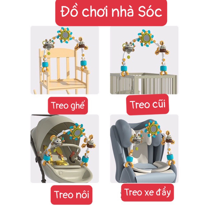 Đồ chơi treo nôi, treo cũi treo xe đẩy dành cho Bé sơ sinh có Spiner kích thích thị giác cho bé
