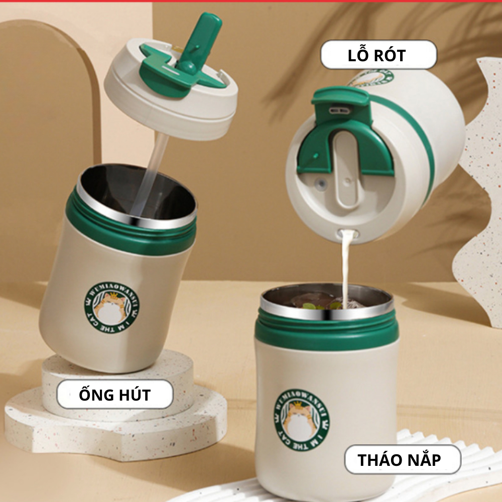 Cốc giữ nhiệt Starbuck Siêu Hot, dung tích 480ml, ly giữ nhiệt nắp chống tràn an toàn sức khỏe