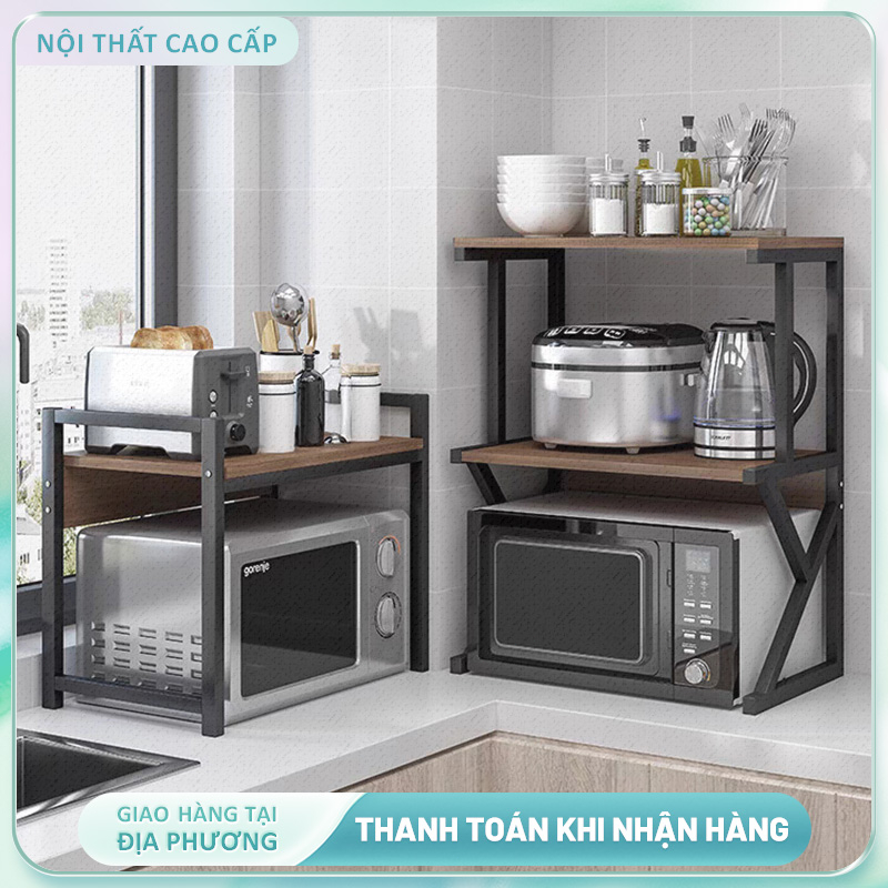 Giá Kệ Lò Vi Sóng Thiết Kế Chân Chữ K Cho Nhà Bếp Giúp Để Đồ Gia Vị Dụng Cụ Nhà Bếp Chất Liệu Nhập Khẩu Cao Cấp