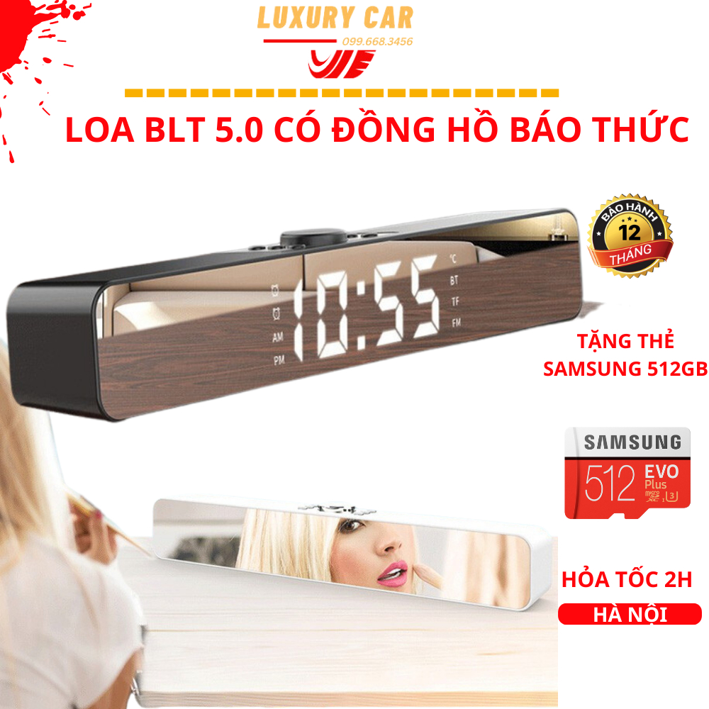 Loa bluetooth 5.0 siêu trầm hiển thị đồng hồ báo thức nhiệt đội đài fm,loa vi tính để bàn màn hình led bảo hành 12 thang