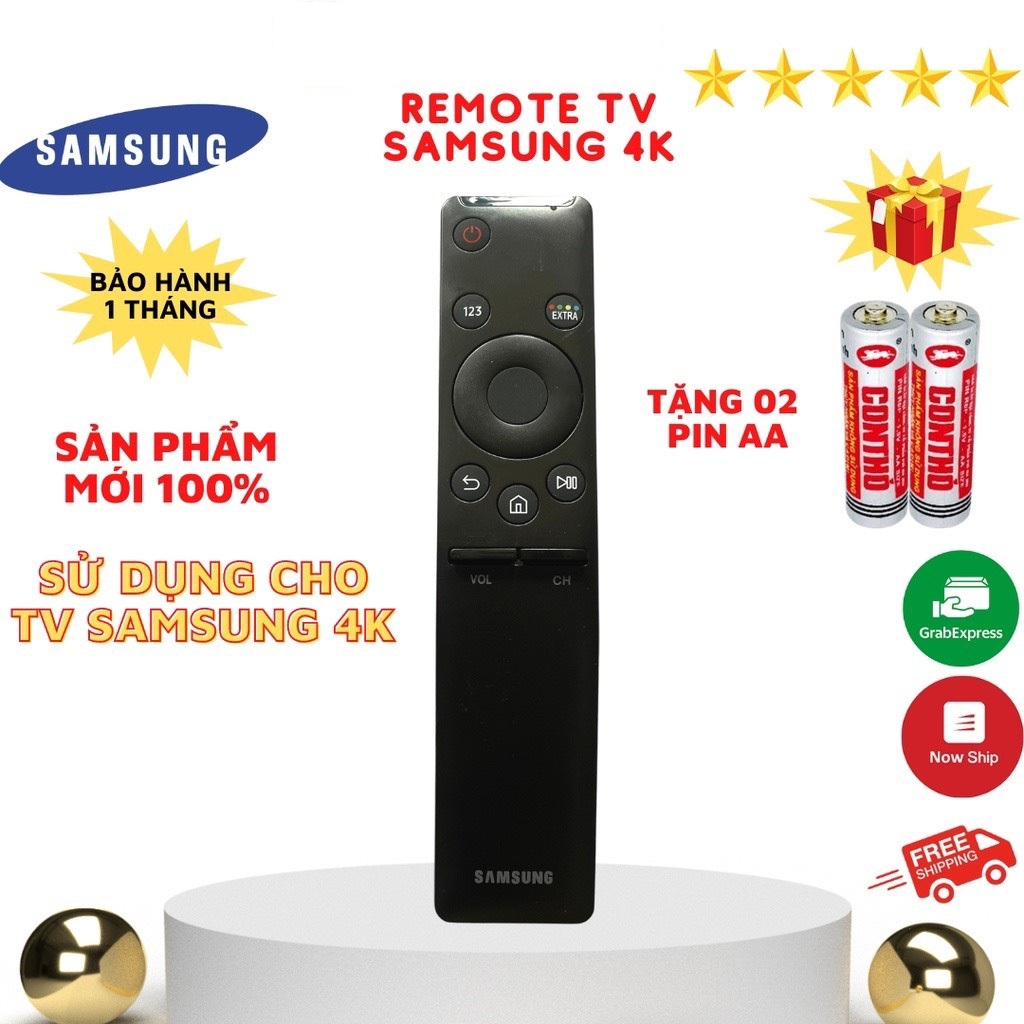 Remote điền khiển tivi SamSung 4K, điều khiển từ xa cho TV, mới 100%, tặng pin