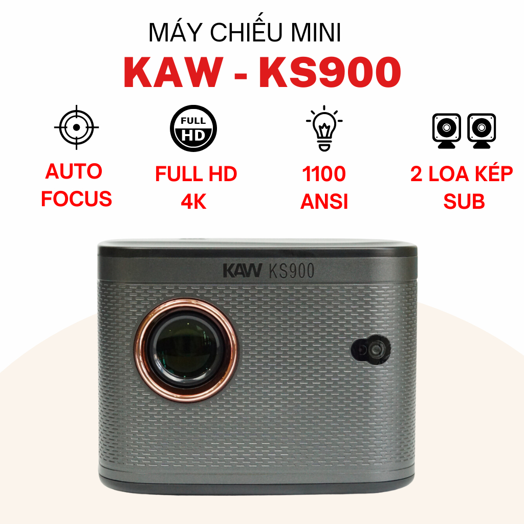 Máy Chiếu Mini KAW KS900, Hệ Điều Hành Androi, Chất Lượng Full HD, Đa Dạng Cổng Kết Nối , Tự Động Lấy Nét