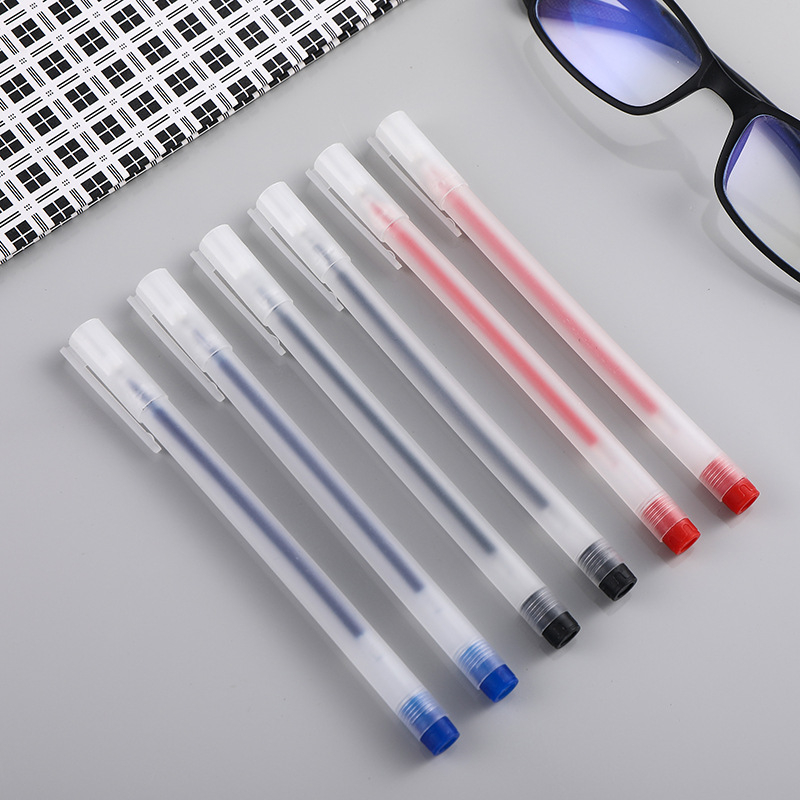 Set 10 Bút bi nước văn phòng mực gel 0.5mm mực đều nét chữ đẹp đủ màu xanh đen đỏ