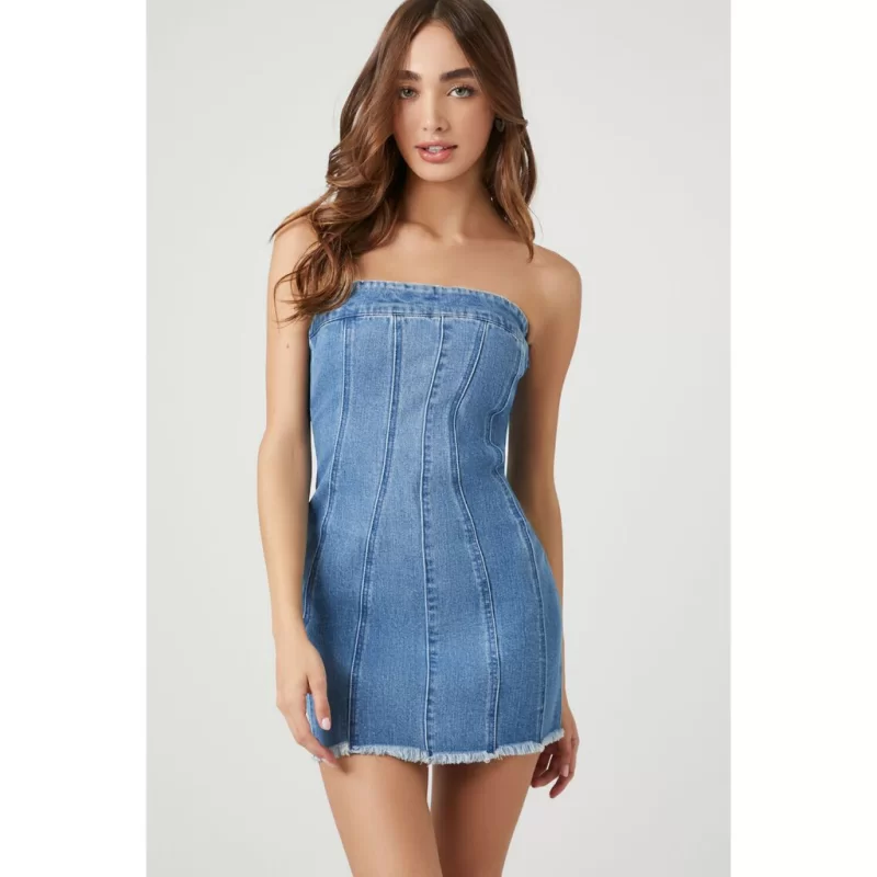 Váy đầm bò, đầm quây cúp ngực đầm jeans, váy denim ngắn ôm body , hàng xuất dư