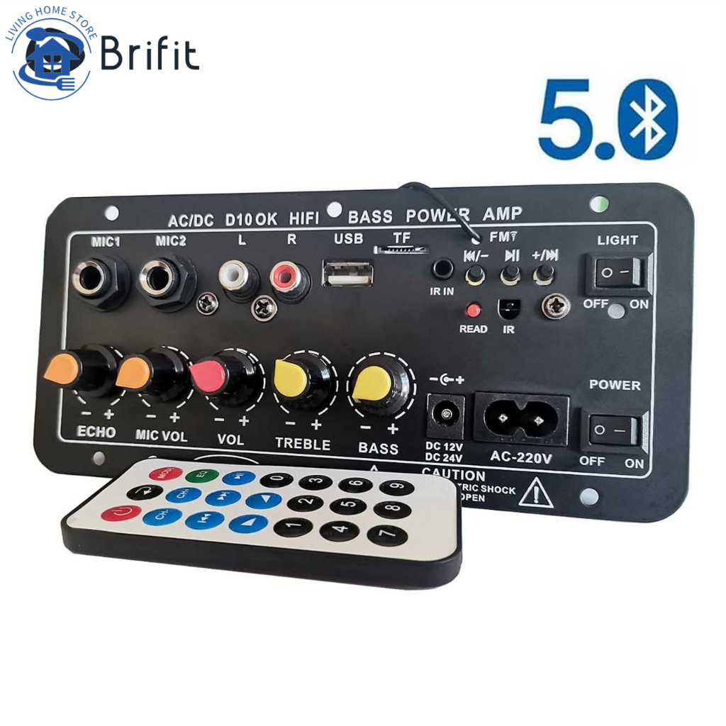 Bảng khuếch đại âm thanh-Bảng Mạch Khuếch Điện Kỹ Thuật Số Amp AC 220V 12V 24V Loa siêu trầm D10 + Bluetooth 5.0