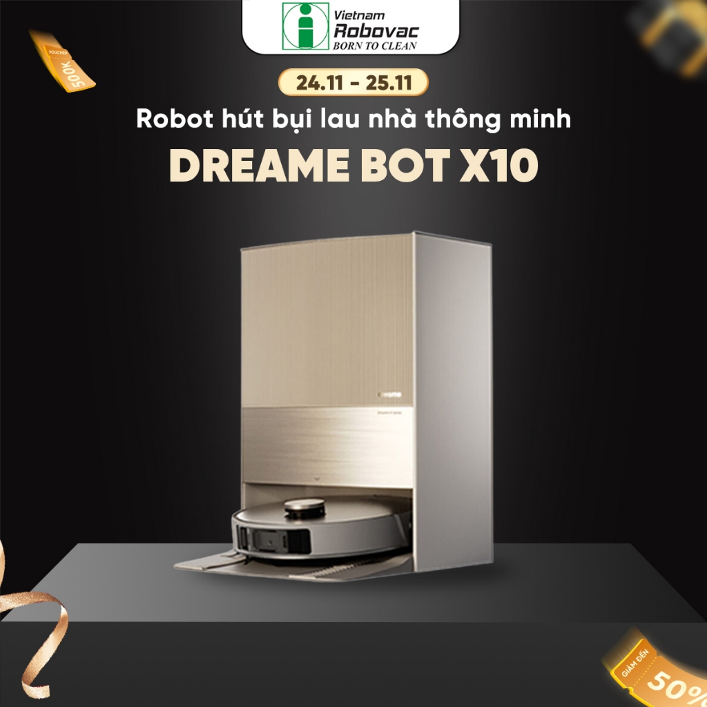 Robot hút bụi lau nhà Dreame Bot X10_Lực hút 6000PA_Kèm dock sạc_Hàng chính hãng