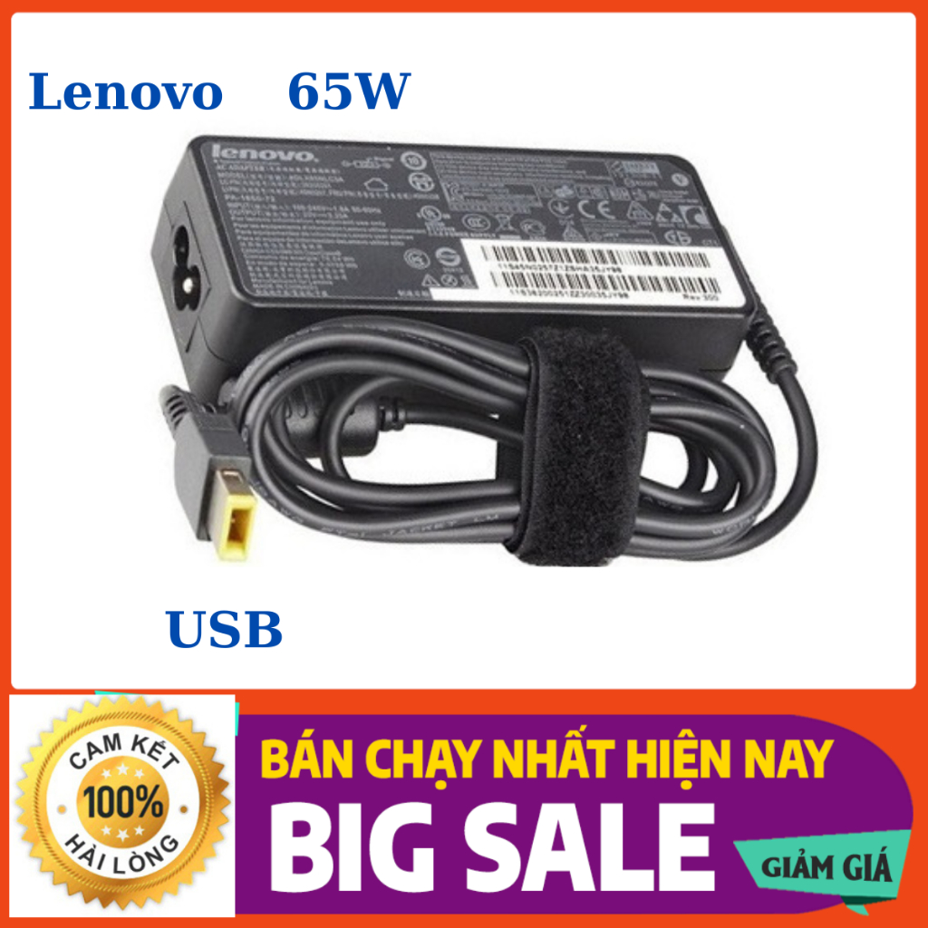Sạc Laptop Lenovo Thinkpad 20V -3,25A - 65W  Chân Usb Tặng Kèm Dây Nguồn, Bảo Hành 12 tháng