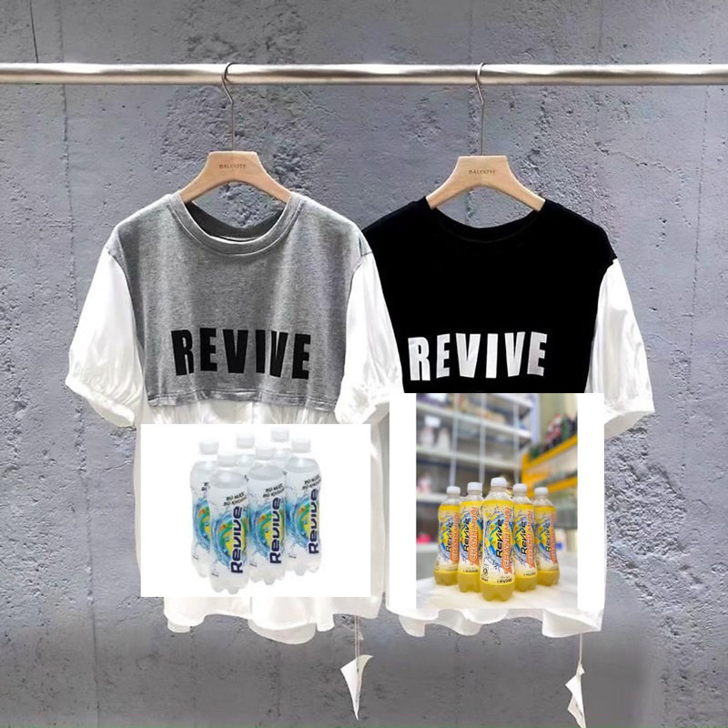 Áo nữ baby doll in chữ Revive trắng / revive chanh muối